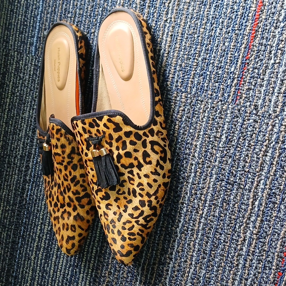 New Hush Puppies Bounce Tassel Leopard Animal print Calf Hair size 9 - Picture 2 of 6